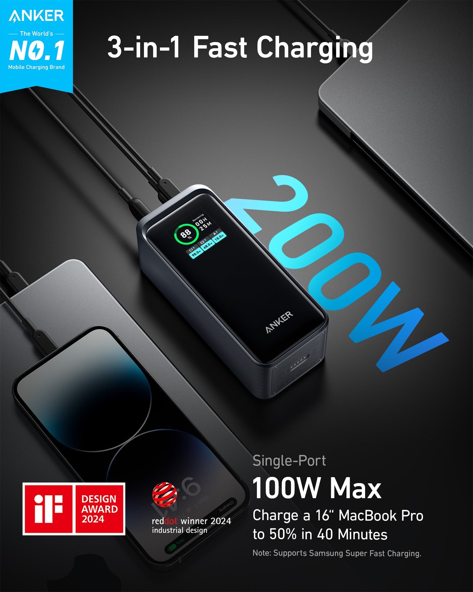 Anker Prime Power Bank (20K, 200W)