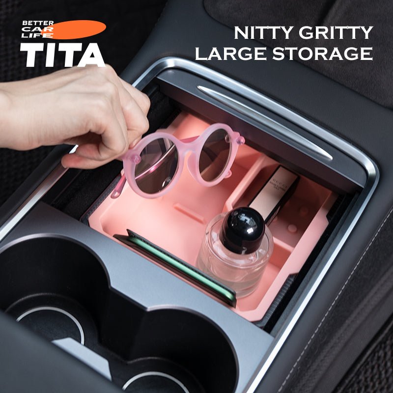 TITA Center Console Storage Box for Model 3/Y | Drawer Design | Food-Grade Silicone | 3 Colors